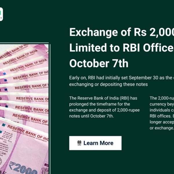 Important Update: Exchange of Rs 2,000 Notes Limited to RBI Offices UPTIL October 7th
